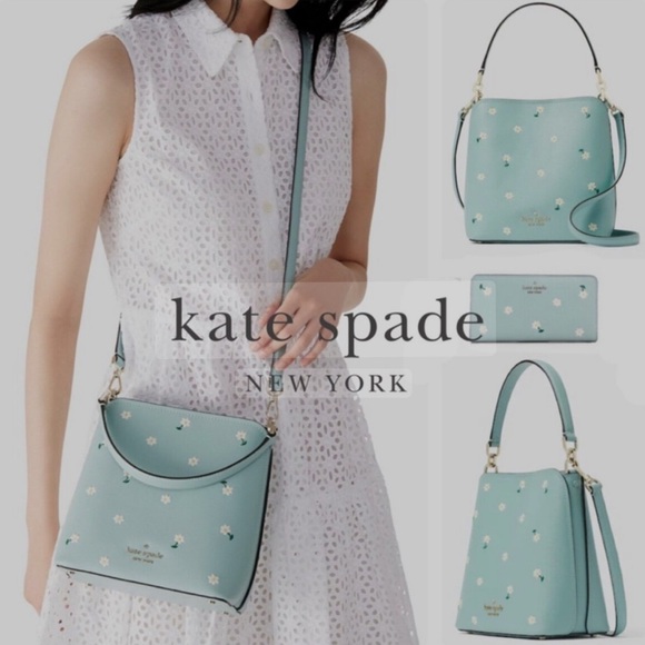 ❣️NWT❣️ Kate Spade Aphrodite Daisy Embroidered Darcy Bucket Tote (purse) - Picture 3 of 11